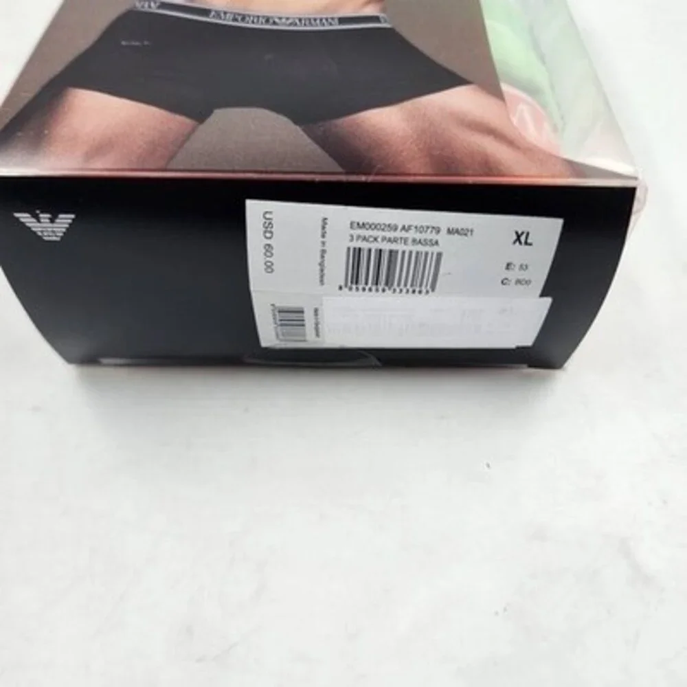 Emporio Armani Pack of 3 Soft Stretch Cotton Logo Trunks Men's XL Multicolor